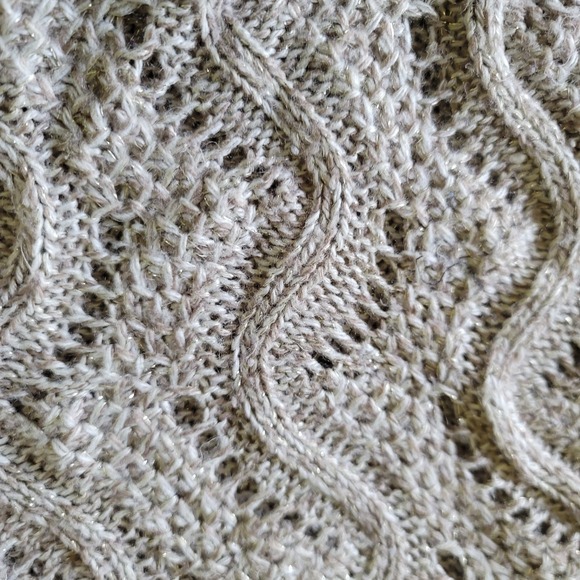 Covington Size S Beige with gold threads Open Ruffle Cardigan - Picture 4 of 7